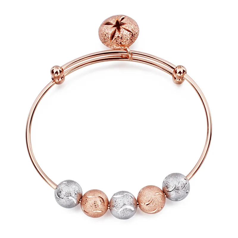Buy Charms Bracelet with 5 Running Balls Rose Gold Color Expandable Wire Bangle