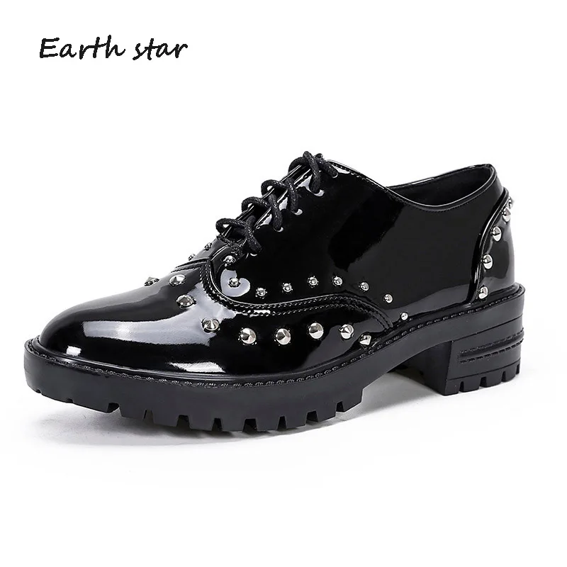 

EARTH STAR New British Style Casual Shoes Women Brand Oxfrods Shoes Lady Breathable chaussure Crystal Female Flats Girl Footware