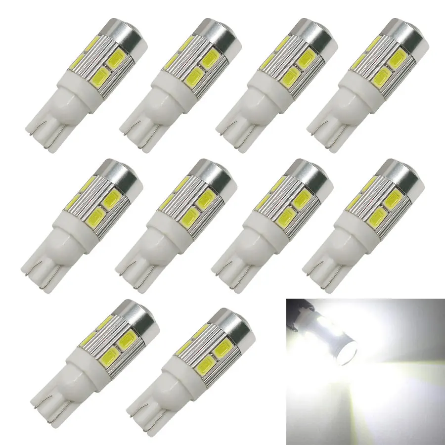 

10Pcs Auto LED T10 194 W5W 10 SMD 5730 LED Brake Light Bulb Turn Signal Lights Car styling Free shipping White Blue Red Yellow