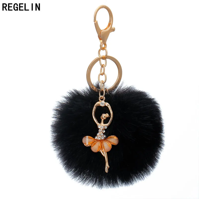 Брелок REGELIN Dancing Angel Girl с пушистым помпоном шарик из искусственного кроличьего