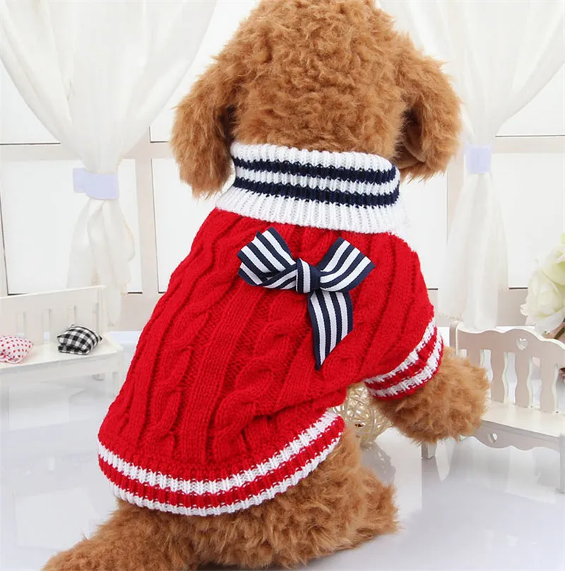 Navy Blue Red Pet Dog Clothes Warm Sweater Puppy Coat Winter Outfit For Small Pet Dog Chihuahua Teddy Clothes Dog Sweater Coat  07