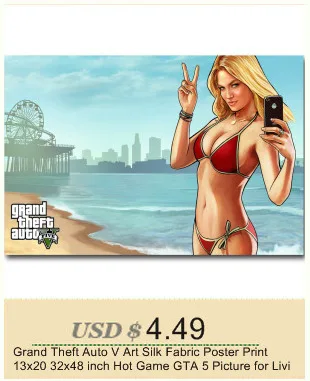 Grand Theft Auto V Art шелковая ткань плакат печать 20x20 32x32 дюймов Горячая игра GTA 5 картина для гостиной настенный Декор 011