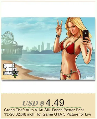 Grand theft auto v искусства шелковой ткани плакат 13x20 24x36 дюймов Горячая Игры GTA 5 Картины для Гостиной Декора Стен 003