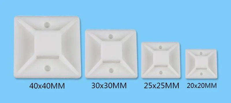 50Pcs White Self Adhesive 40mmX40mm Tie Mounts  Flat Holder Fixer Organizer Drop Adhesive Wiring Accessories Tie Mounts