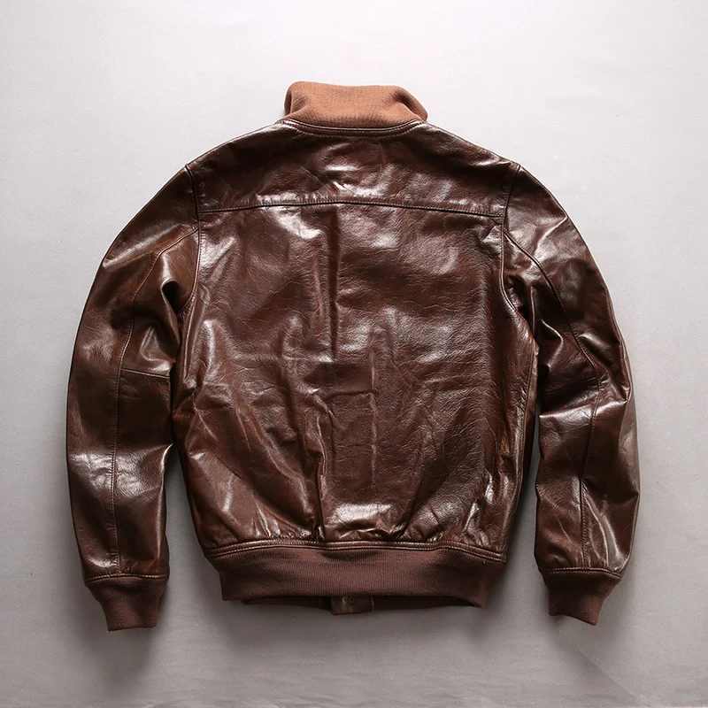 Cheap Read Description! Asian size air force flight A1 pilot leather cowhide jacket high quality genuine cow leather A1 jacket M6228