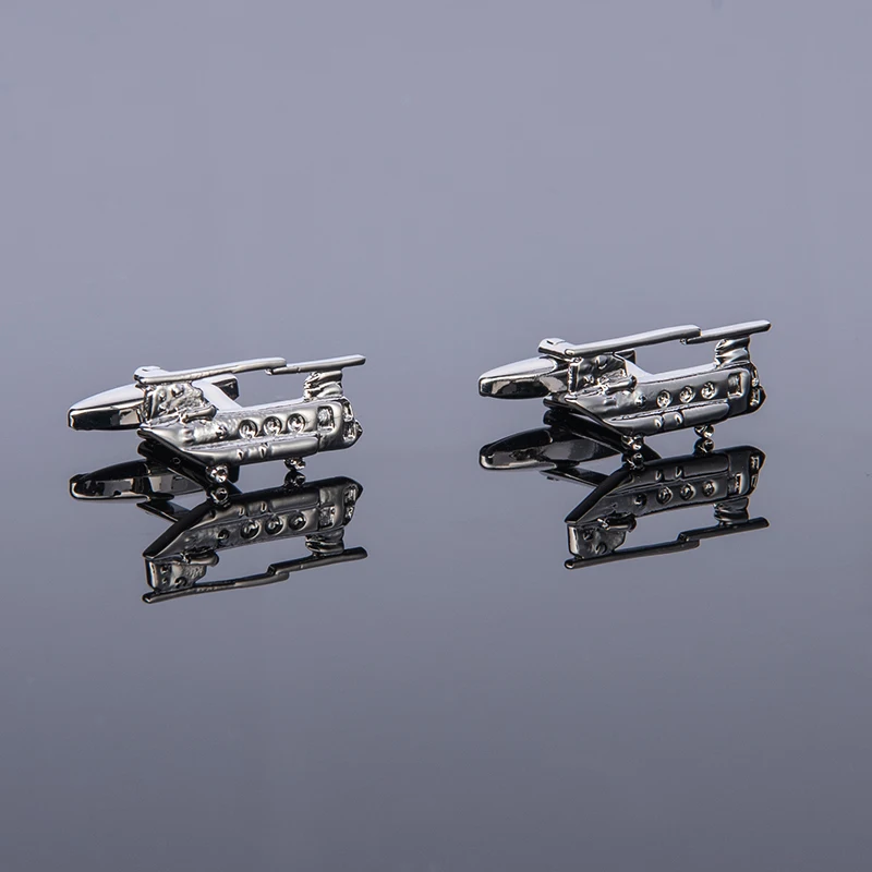 New High Quality Mens Design Airplane Cufflinks Helicopter Aircraft Cuff Links For Business Shirt Wedding Gift Free Shipping