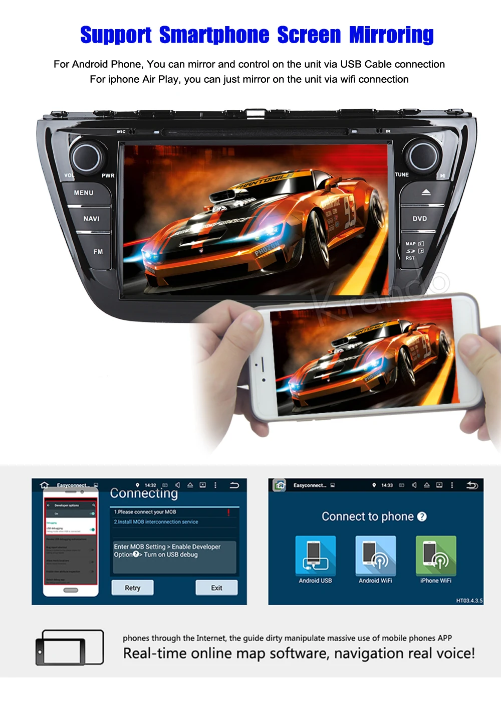 Perfect Krando 8" Android 8.0 car navigation multimedia system for SUZUKI SX4 S-CROSS 2013+ audio radio gps dvd player WIFI 3G DAB+ 4