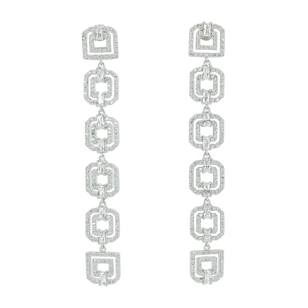 

Long Full CZ Cubic Zirconia Drop Dangle Bridal Wedding Earring for Women Jewelry CE10225