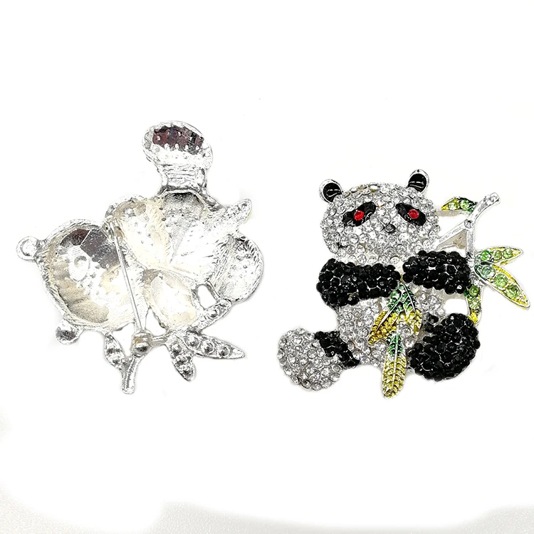Необычные брошь с пандой прозрачного хрусталя Pin животного эмаль брошь