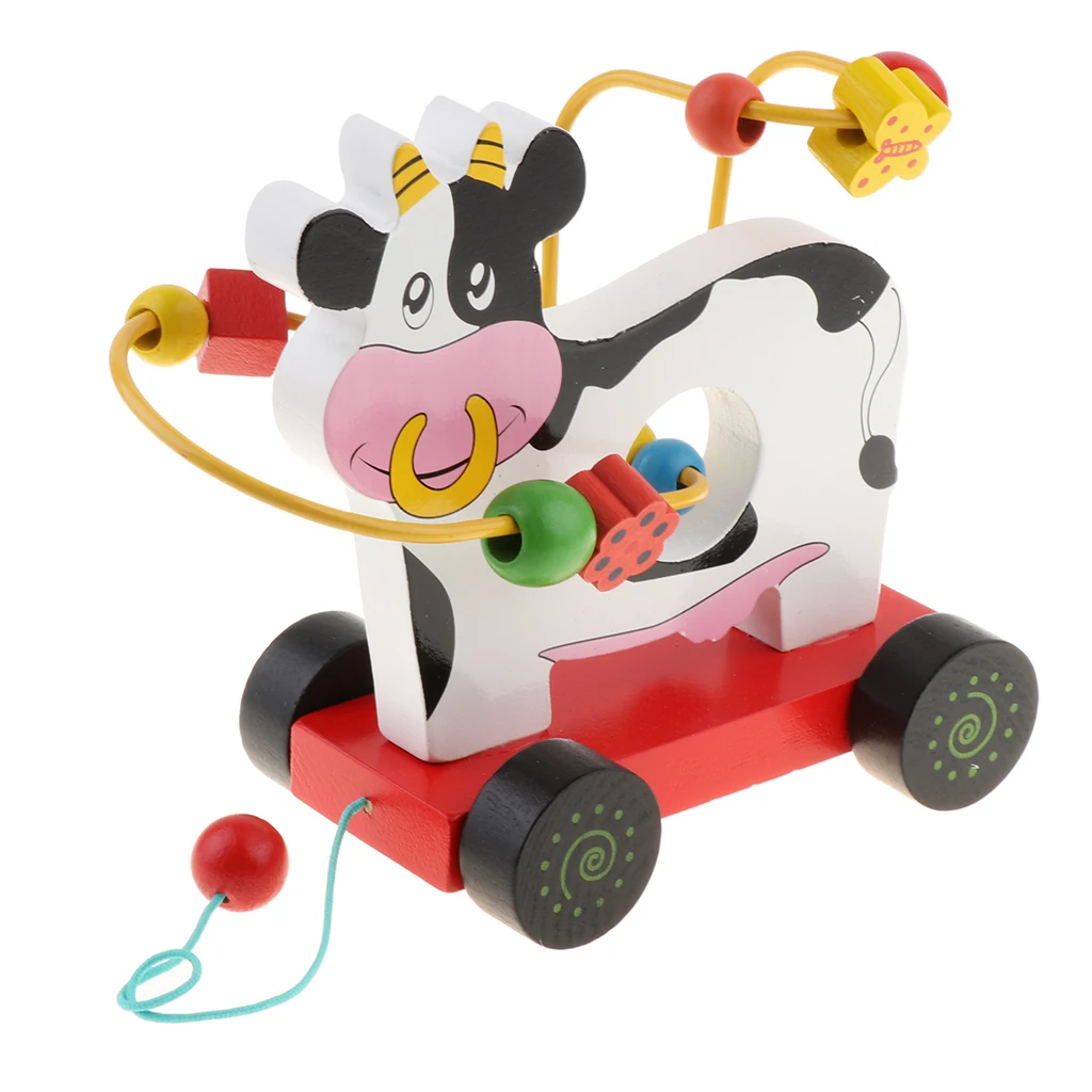 Малыш прогулка по животным детские деревянные тянуть игрушки шарик лабиринты автомобиль круг проволоки игра прокладка; Двигатель