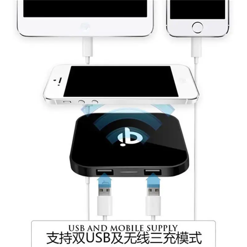 Black Classic 2USB Qi Wireless Charger Transmitter Charging Pad For Nexus 5 6 7 Lumia 1520 1020 930 920 Free Shipping