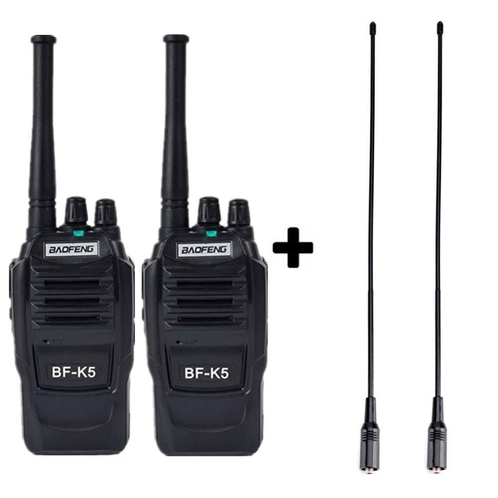 2 шт. Baofeng K5 Ham Радио Walkie Talkie 400-470MHz UHF трансивер 1500mAh 2 Way Радио любительский удобный переговорный для безопасности - Цвет: Add 2 long antennas