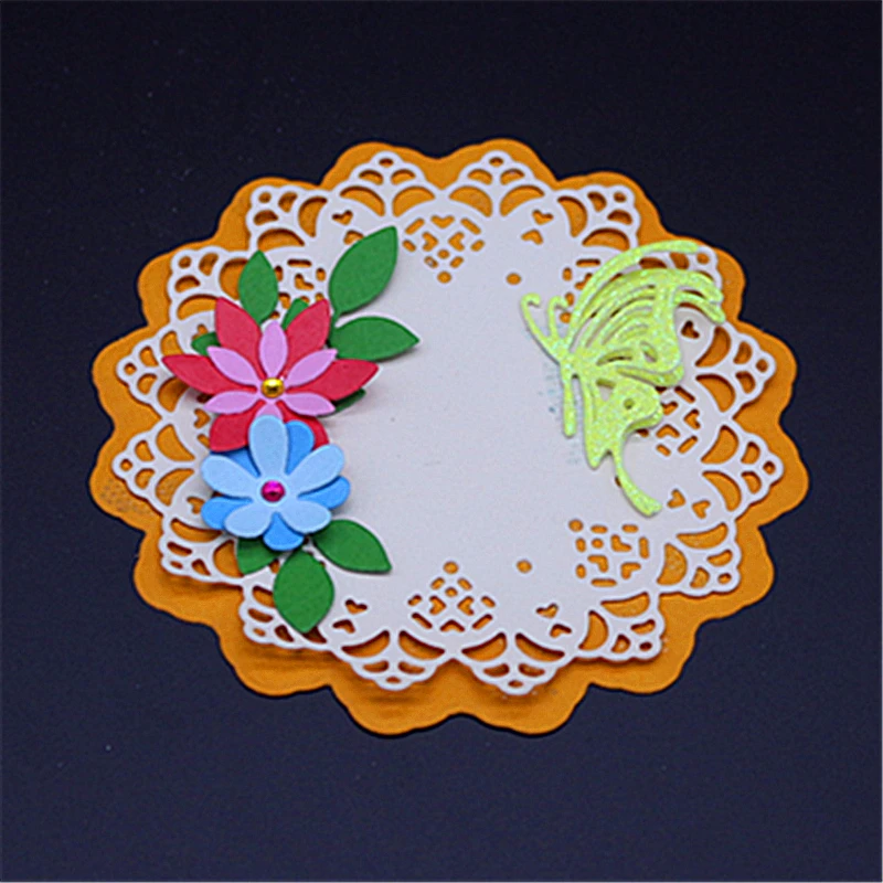 

ZhuoAng Round floral border Metal Cutting Mold DIY Scrapbook Album Decoration Supplies Clear Stamp DIY Paper Card