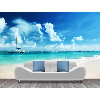 

Modern Wall Paper Murals Beach Sailboat Photo Wallpaper Mural Living Room Carta Da Parati 3D Self Adhesive Vinyl/Silk Wallpaper