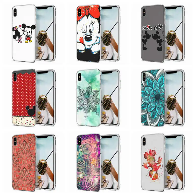 Soft Phone Case For iPhone 6 7 XS Max Covers TPU Colorful Mandara Mickey Minnie Pattern Fundas X XR F092 |