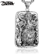 ZABRA 925 Colgantes de Plata Esterlina Para Hombres Héroe Guan Yu Bueno Orar Collar Chicos Colgante de Buda Vintage Joyería de La Cultura China