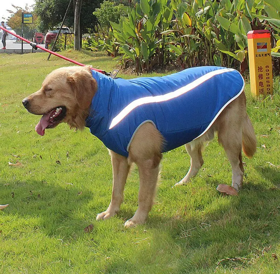 Куртка для собак больших пород комбинезоны для собак Водонепроницаемые Светоотражающие Теплые Зимние флисовые пальто жилет Комбинезоны для больших собак Одежда XL-6XL