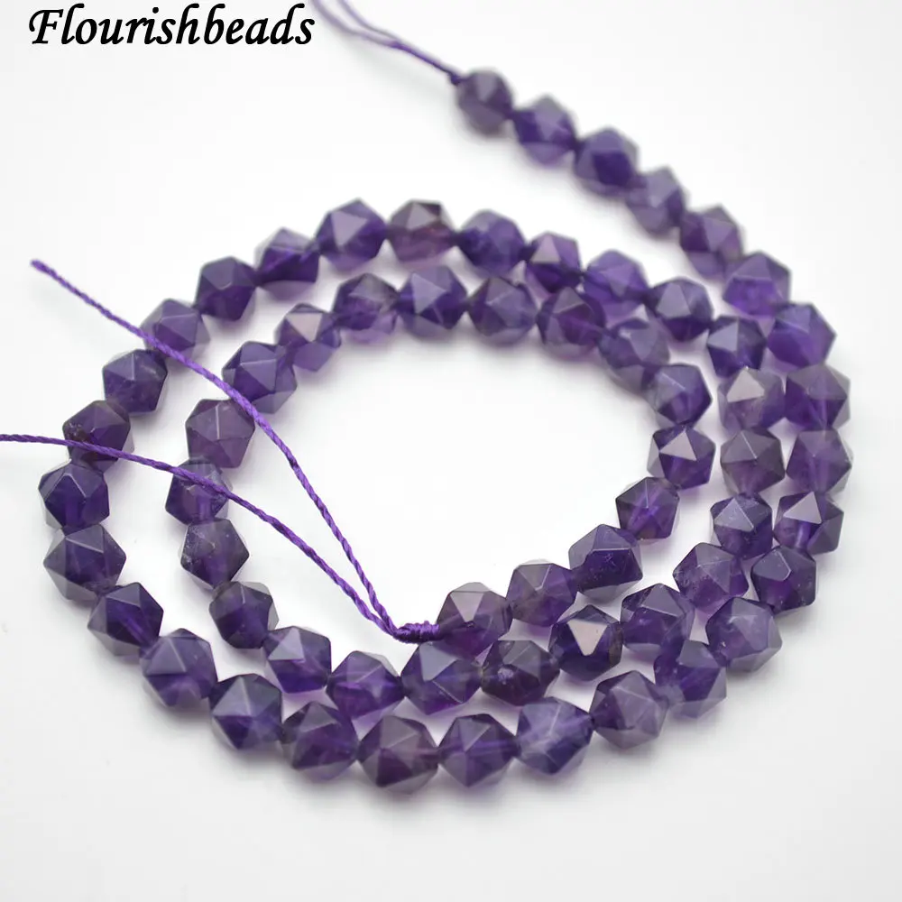 

6mm~12mm Big Diamond Cutting Faceted Natural Amethyst Stone Round Loose Beads