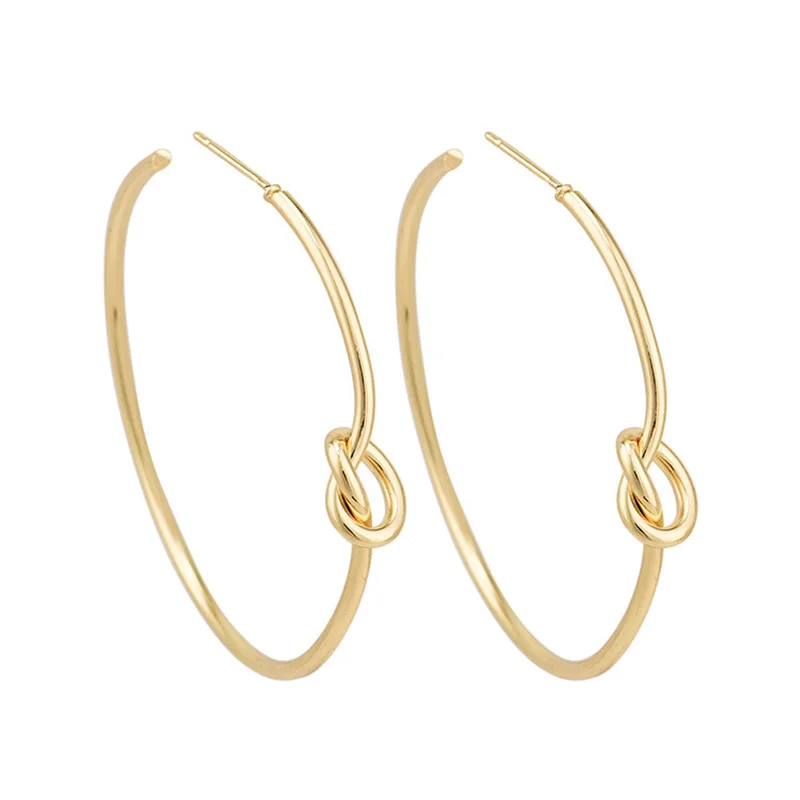 

2019 New Minimalist Twisted Knot Gold Silver Color Hoop Earrings For Women Opening Initial Hoops For Female Ladies Jewelry Gift