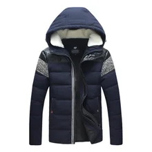 Winter Jacket Men Hat Detachable Warm Coat Cotton-Padded Outwear Mens Coats Jackets Hooded Collar Slim Clothes Thick Parkas