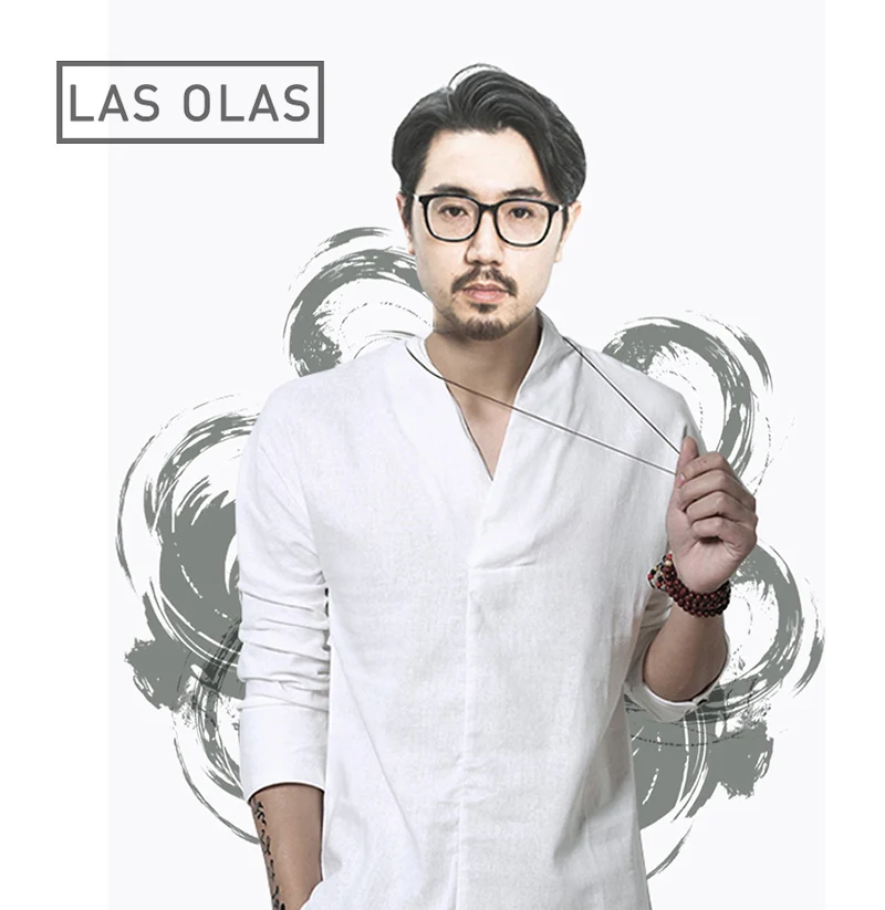 Embroidery China Style Linen Shirt Men Chinese Shirt