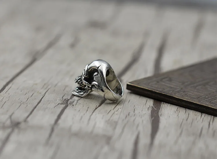 Кольцо из тайского серебра с резьбой в виде черепа|skull ring|sterling silver ringssilver ring |