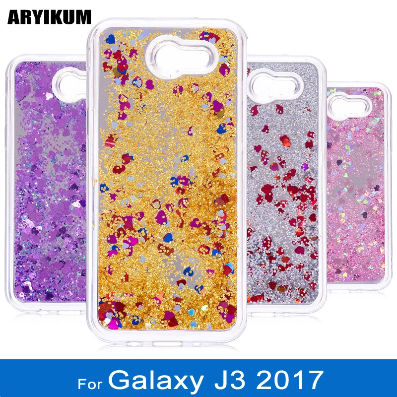 Для принципиально samsung Galaxy J3 2017 чехол блеск жидкий силикон прозрачный задняя