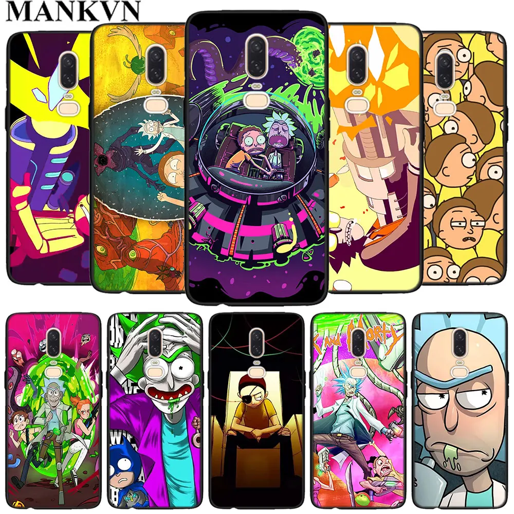 

Rick and Morty Black soft Silicone cases cover for Oneplus 6 6T 5T Rubber TPU back Phone case