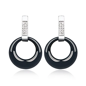 Black Earrings Forever Clear Круглый фианит круглые серьги-гвоздики с красивым кубическим цирконием здоровые керамические серьги ювелирные изделия Bijoux для женщин подарок - Окраска металла: Black Earrings