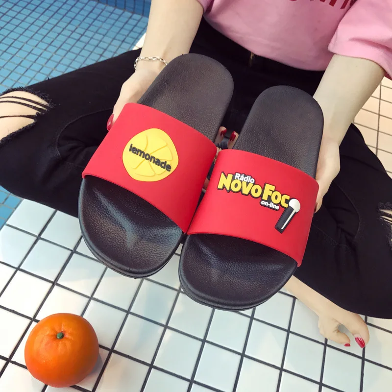 

Women Summer Home Slippers 2019 Fashion Cartoon Style Female Indoor Slides Lovers Bathroom Slipper Slip On Flat Shoes SH021903W