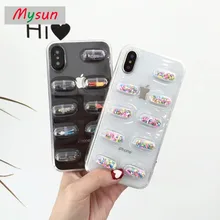 

3D Soft Silicon TPU Colorful Pill Cover For iPhone X iPhone 7 8 6 6s Plus Phone Case Fashion Pink Powder Cell Phone Bag Newest