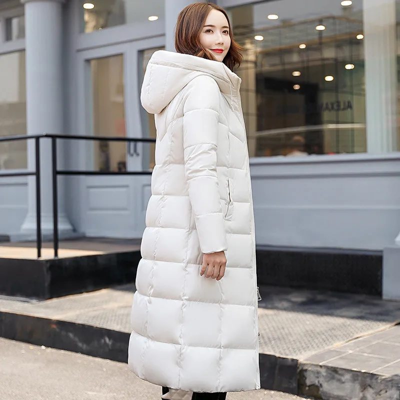 Модные M-6XL женские зимние парки больших размеров, утолщенное длинное хлопковое пальто с капюшоном, Женская хлопковая стеганая куртка, пуховые хлопковые пальто G116