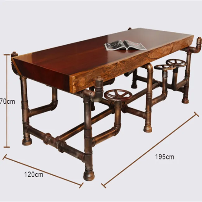 American Industrial Pipe Office Furniture Golden Years Series Creative Pipeline Solid Wood Table Boss Table Office Desk -J001 American Industrial Pipe Office Furniture Golden Years Series Creative Pipeline Solid Wood Table Boss Table Office Desk -J001