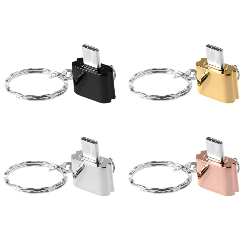 

Metal Type C Micro SD TF Memory Card Reader OTG Adapter Portable with keychain