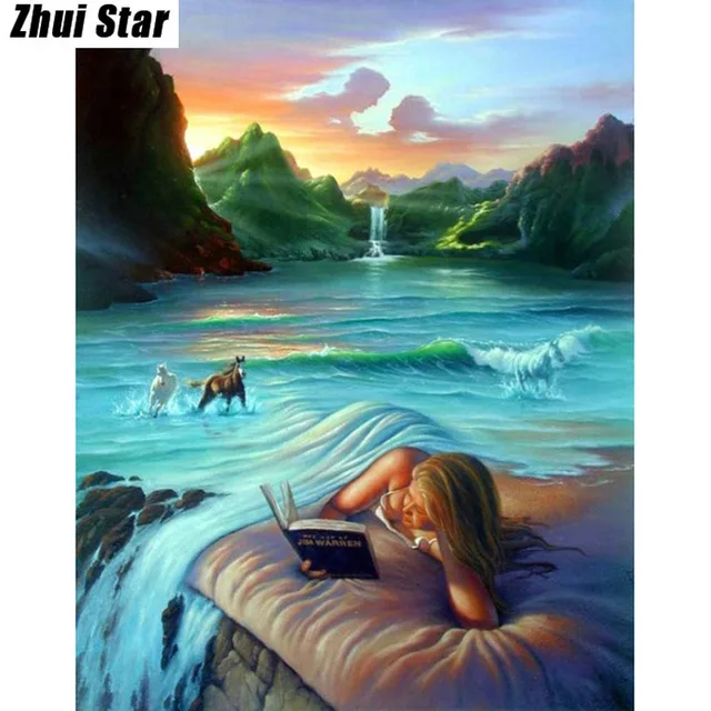 Full Square/Round Diamond 5D DIY Painting &quotBeautiful sea view&quot Embroidery Cross Stitch Rhinestone Mosaic Decor | Дом и сад