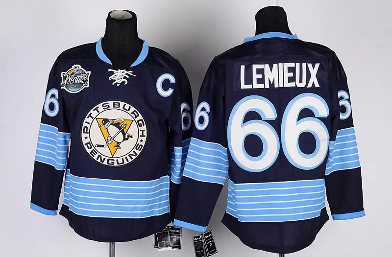 9-Pittsburgh Penguins Hockey Jerseys #66 Mario Lemieux Jersey Home Black CCM Vintage Mario Lemieux Throwback Jerseys With C Patch-4