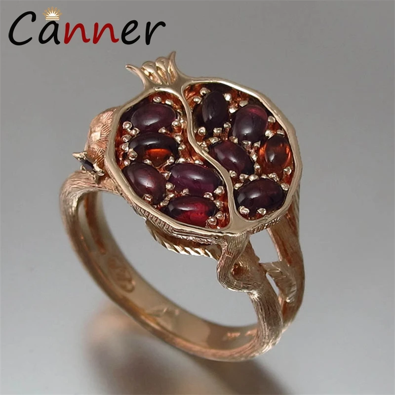 CANNER, винтажное ювелирное изделие, гранат, кольца для женщин/мужчин, кольца золото/серебро/розовое золото, гранат, натуральный камень, кольца anillos mujer FI