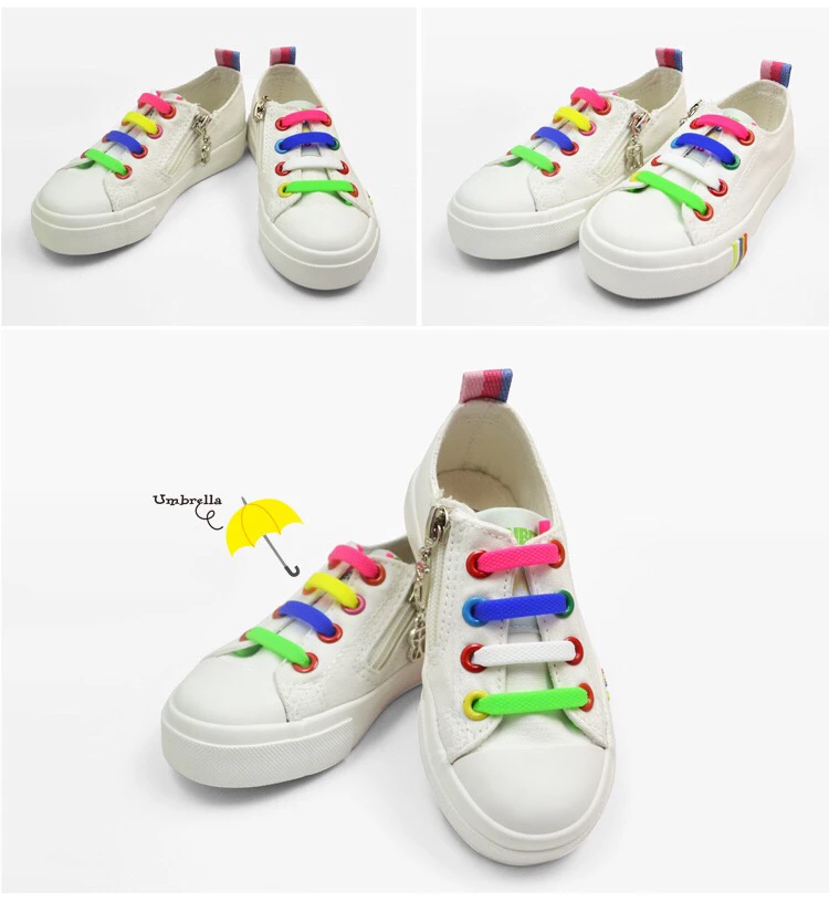 10Pcs/Set Elastic Silicone Shoelaces Children Athletic Running No Tie ShoeLaces All Sneakers shoes lace Fit Strap Shoelace