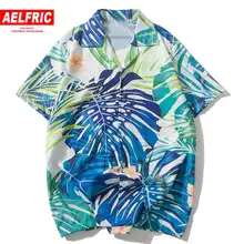 AELFRIC Planet Leaf с длинным рукавом для мужчин летняя гавайская рубашка Harajuku уличная пляжная рубашка новая мода топы футболки