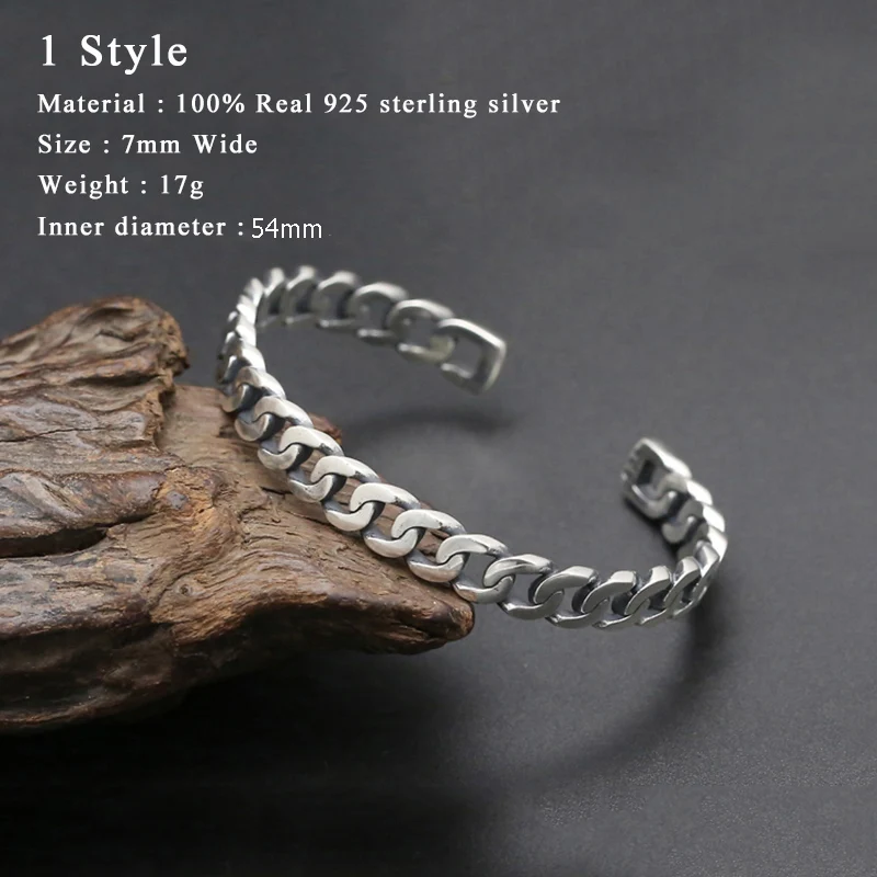 925-Sterling-Silver-Bangle-Men-Jewelry-Weaving-hollow-Opening-Indian-Bracelet-Bangle-Women-Gift-Fine