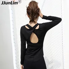 Женская рубашка для фитнеса, открытая спина, топ для йоги, спортивные рубашки для женщин, Джерси, длинный рукав, спортивный топ для фитнеса, женский топ для спортзала, Сексуальная рубашка для йоги