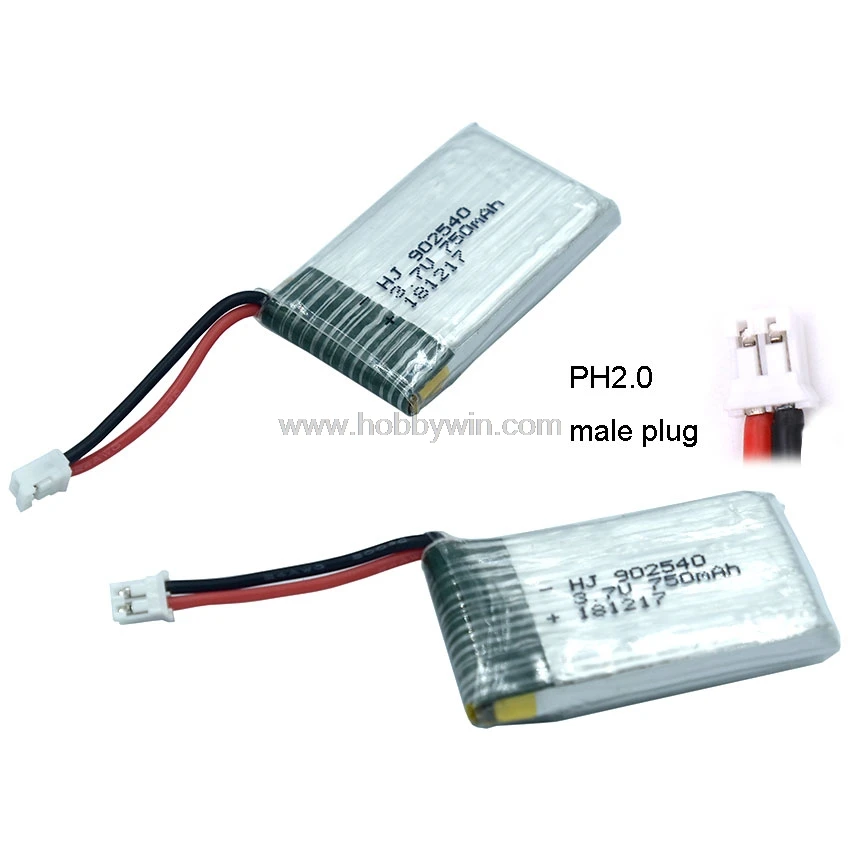 

3.7V 1S 750mAh 25C Lipo Battery PH2.0 plug for RC Model Airplane FPV Drone Helicopter Lipolymer power