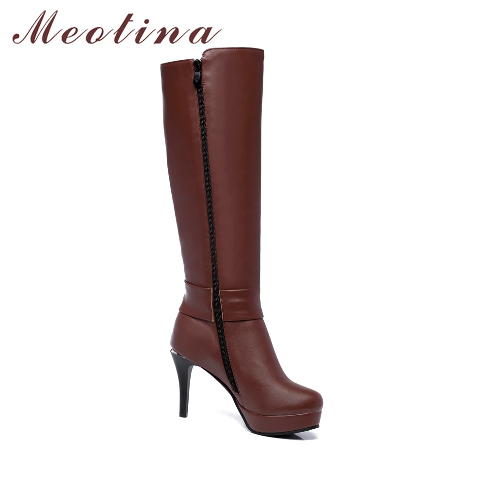 Najtaniej Meotina damskie buty zimowe 2018 Tassel buty do kolan kwiat platformy buty na wysokim obcasie Zip buty damskie białe czarne botines mujer