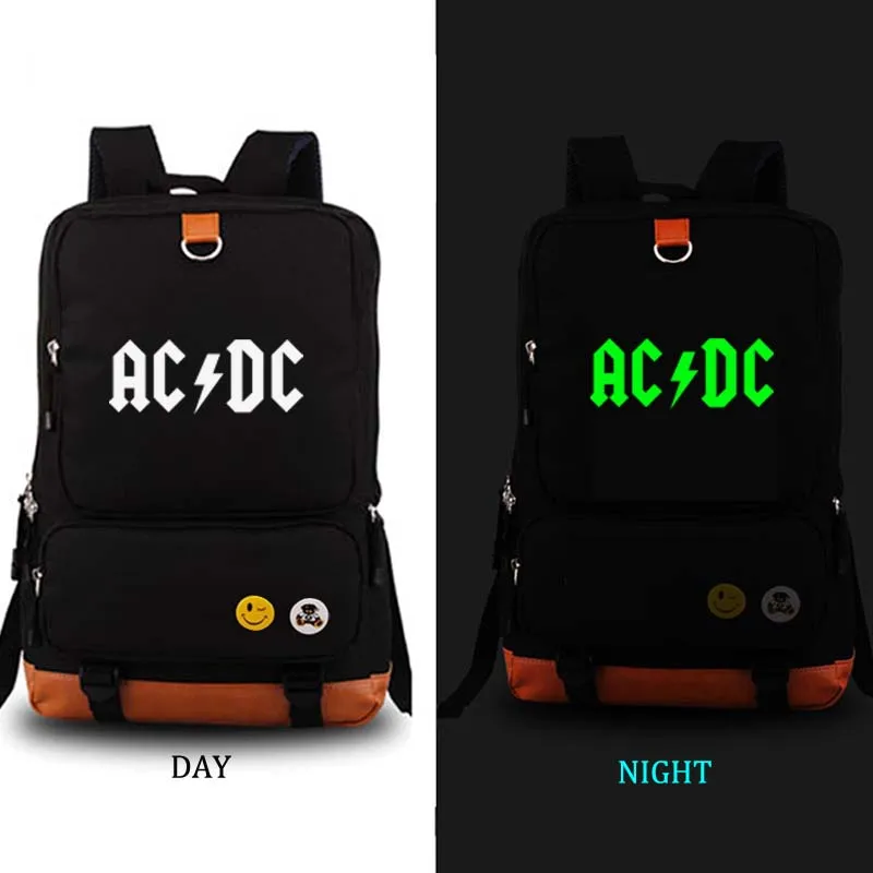

AC DC noctilucous school bag Game backpack student school bag Daily backpack men women Rucksack Notebook backpack