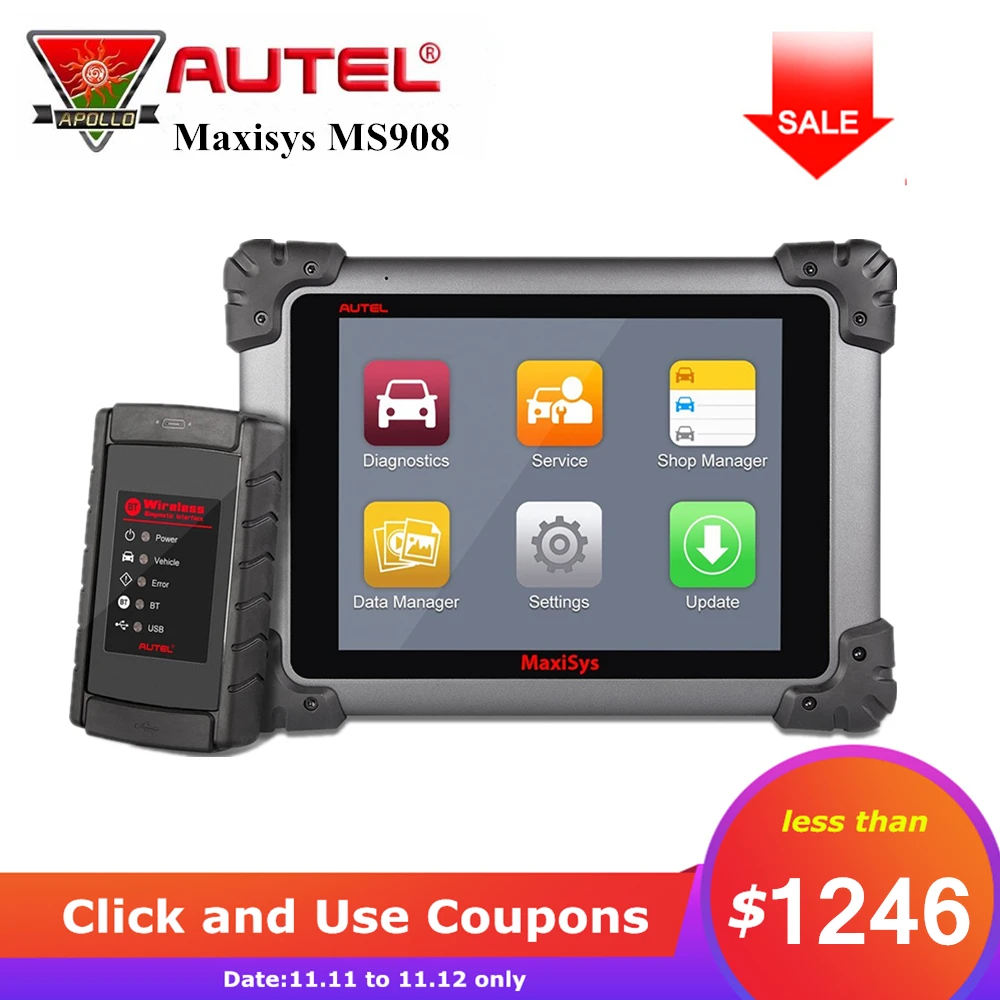 Autel Maxisys MS908 Auto Car Diagnostic Tool ECU Coding Automotive Scanner Wireless Wifi Autoscanner Fast Diagnosis pk MS908P