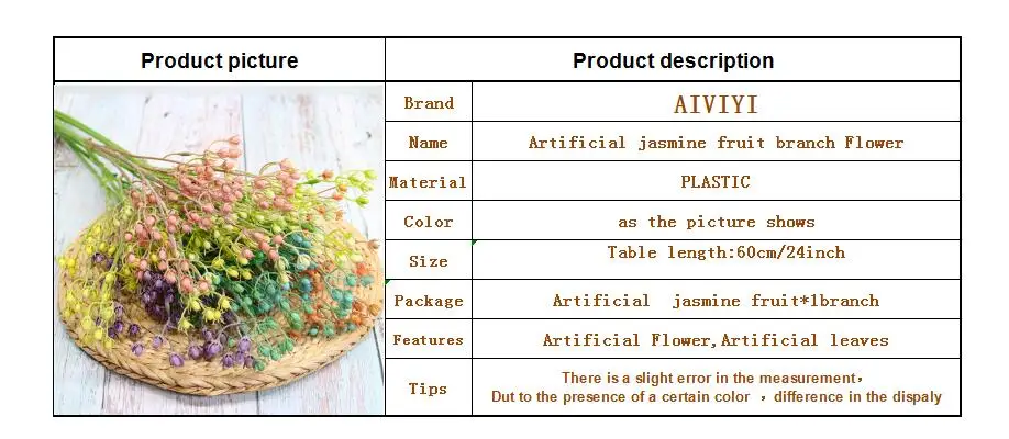 Искусственные жасминовые фруктовые ветки, цветочные аранжировки, пластиковые искусственные растения Флорес с листьями для домашнего свадебного украшения