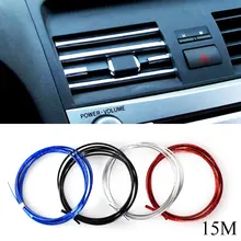 15 M U Estilo DIY Auto Car-Styling Molduras Tira de La Decoración Del Coche Del Cromo Interior Del Acondicionador de Aire de Ventilación Rejilla Interruptor Car Styling
