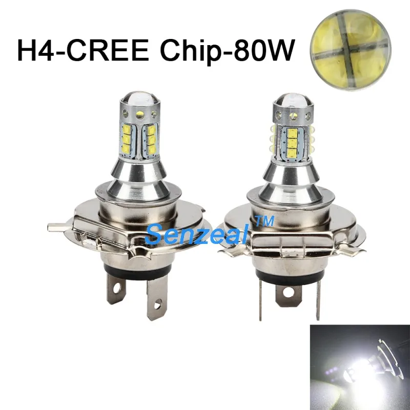 2 шт./лот супер яркие H4 80 Вт CREE чипы XBD 16SMD Противотуманные фары высокой мощности