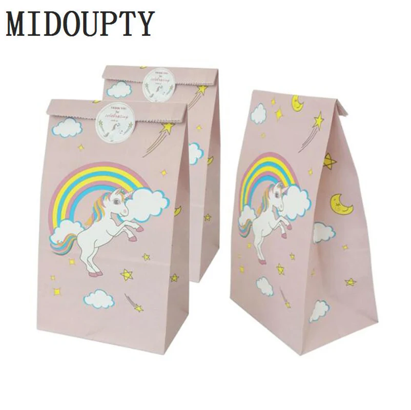 

12pcs Unicorn Birthday Paper Bags Gift Unicorn Sparkle Candy Treat Birthday Bags for Baby Birthday School Party Supplies
