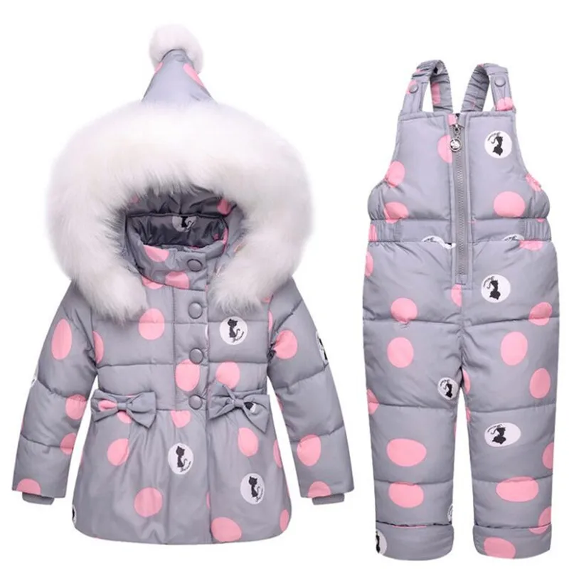

Toddler Baby Down Clothes Sets for Girls Boys Warm Print Jacket+Pants Overalls Suit 2018 Winter New Kids Fashion Thicken Costume